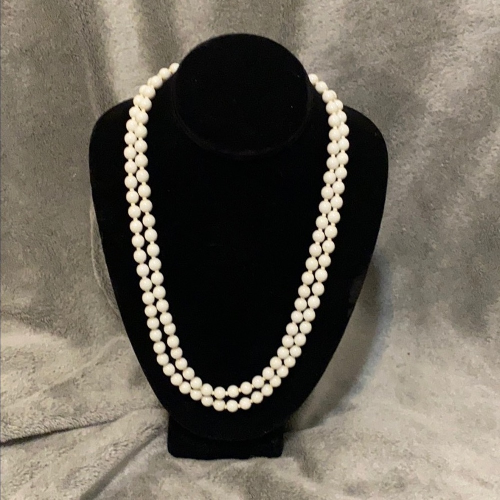 Vintage Signed Bergere Glass Bead Necklace 1970s